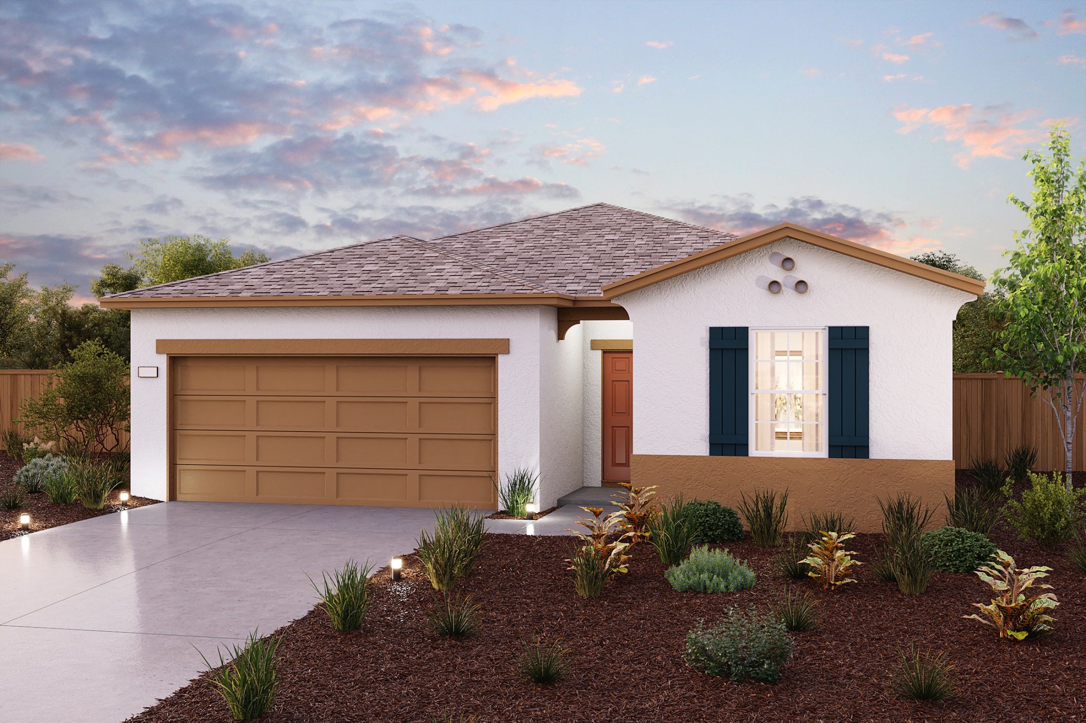 A house with a garage.