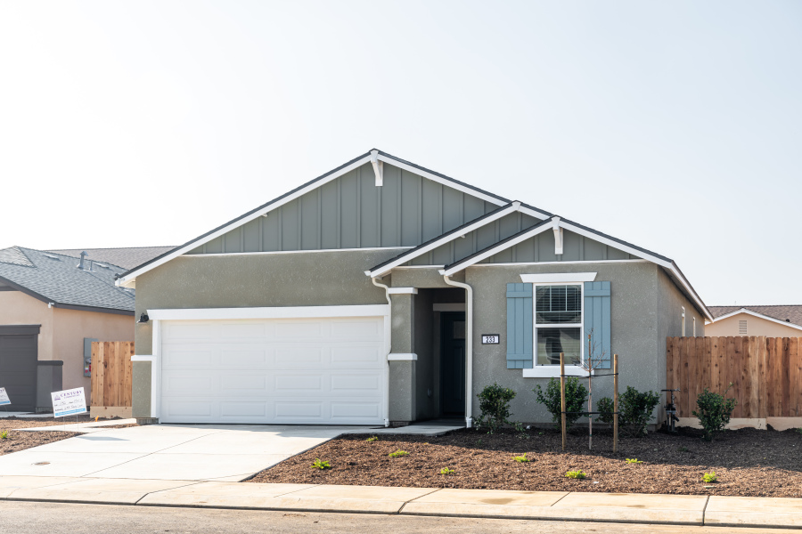 A building with a garage.