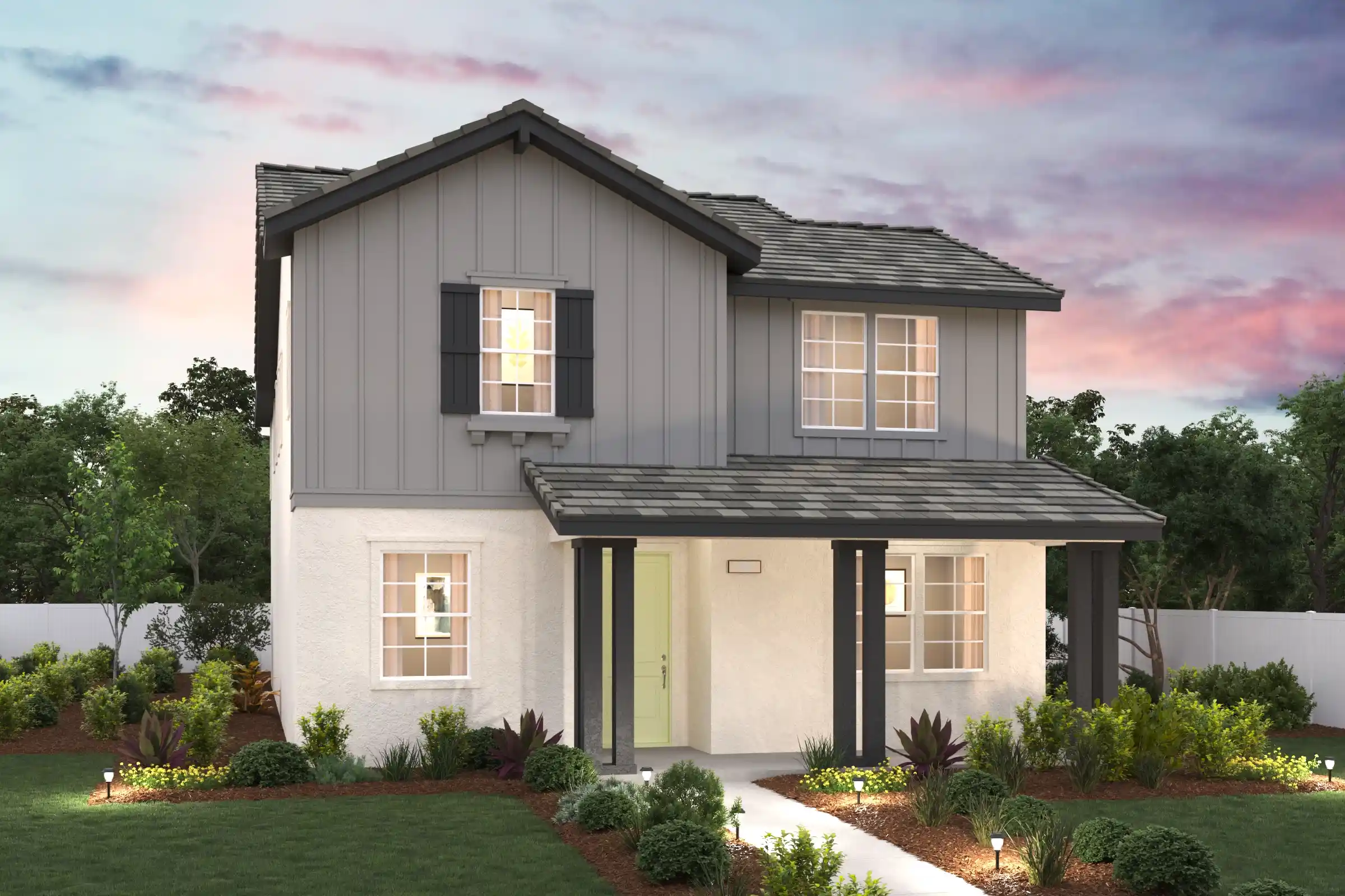 A house with a yard and trees.