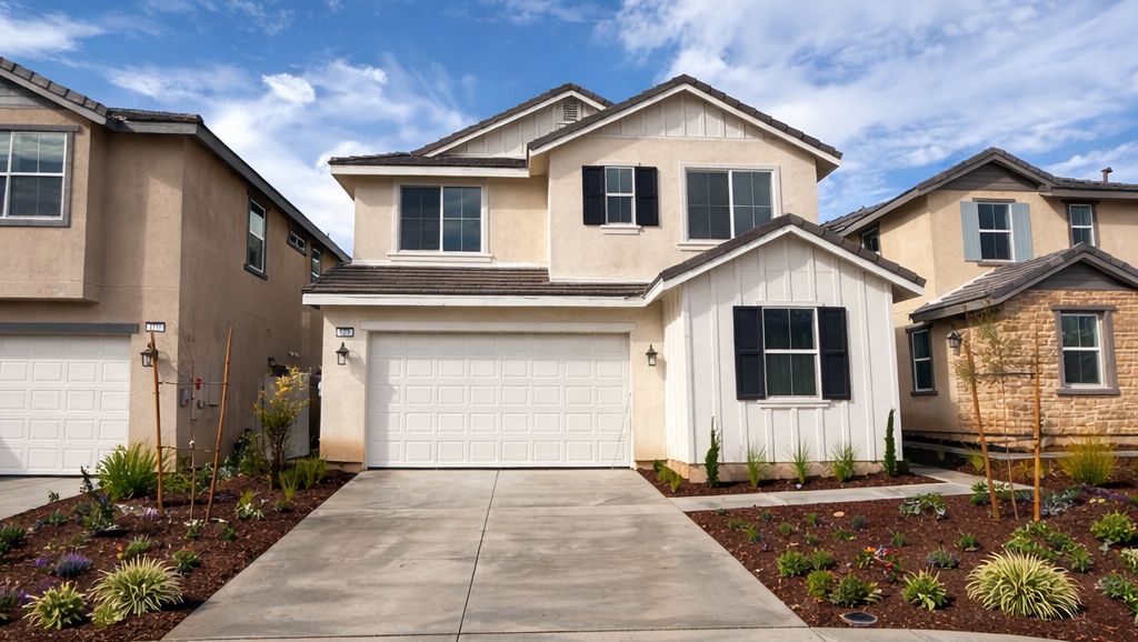 A house with a garage.