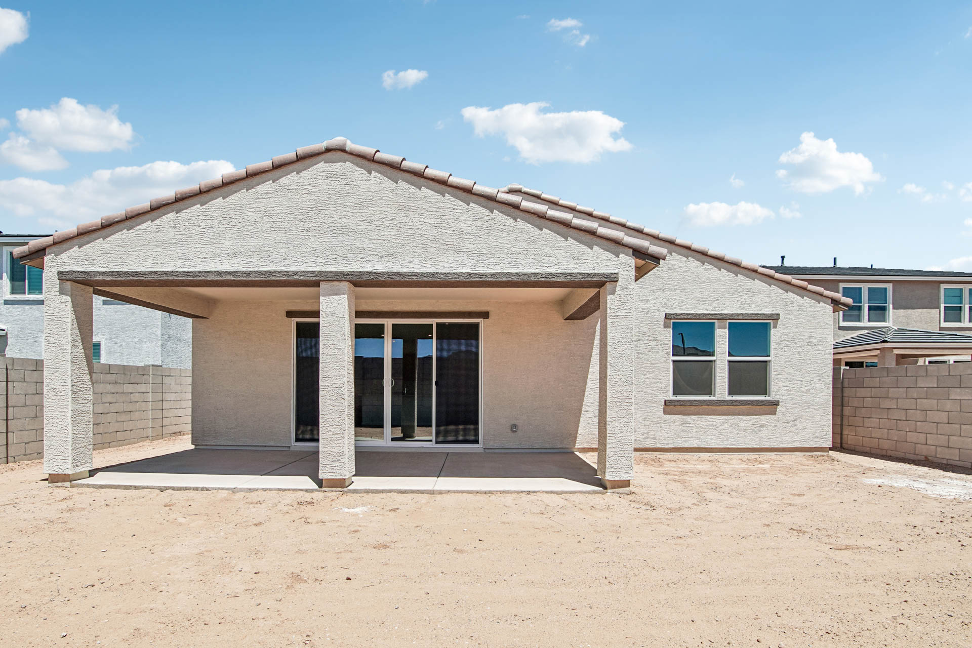 A building with a garage.