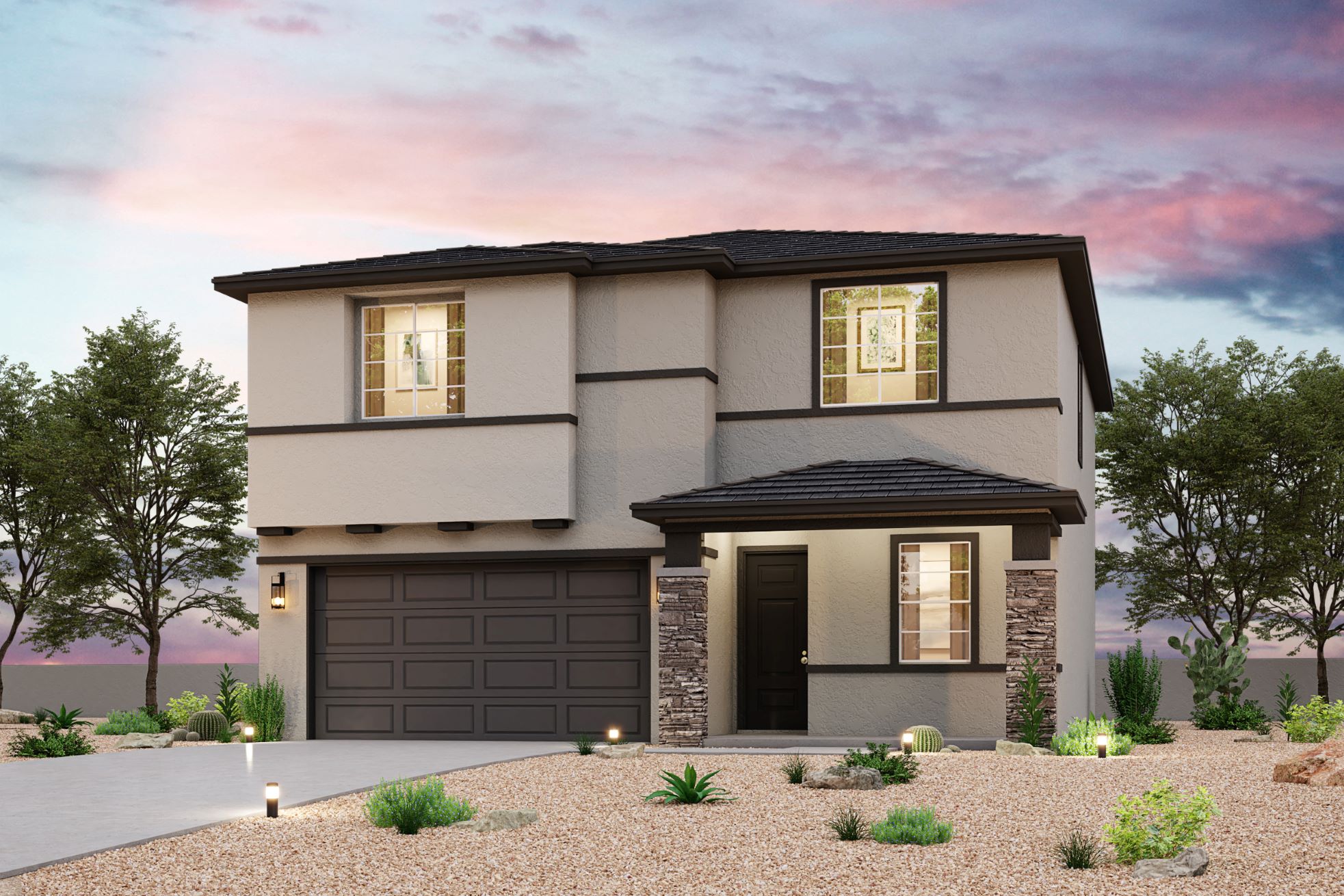 A house with a garage.