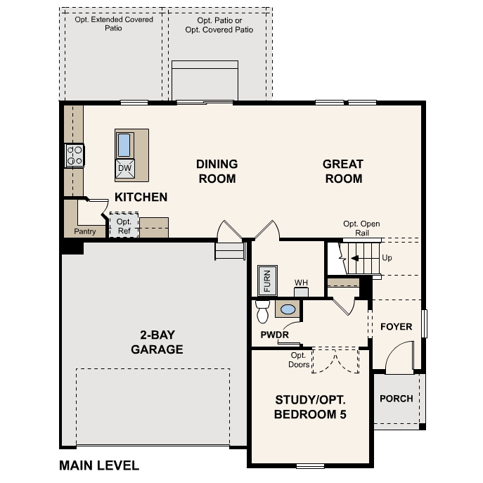 Diagram, engineering drawing. Powell floorplan, Main Level