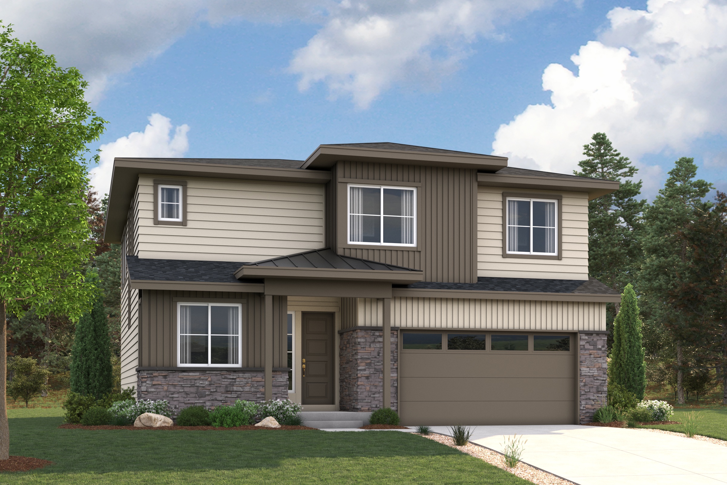 A house with a garage. Gateway Rendering Image, Elevation C