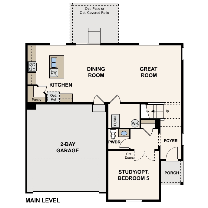 Diagram, engineering drawing. Powell Floorplans, Main Level