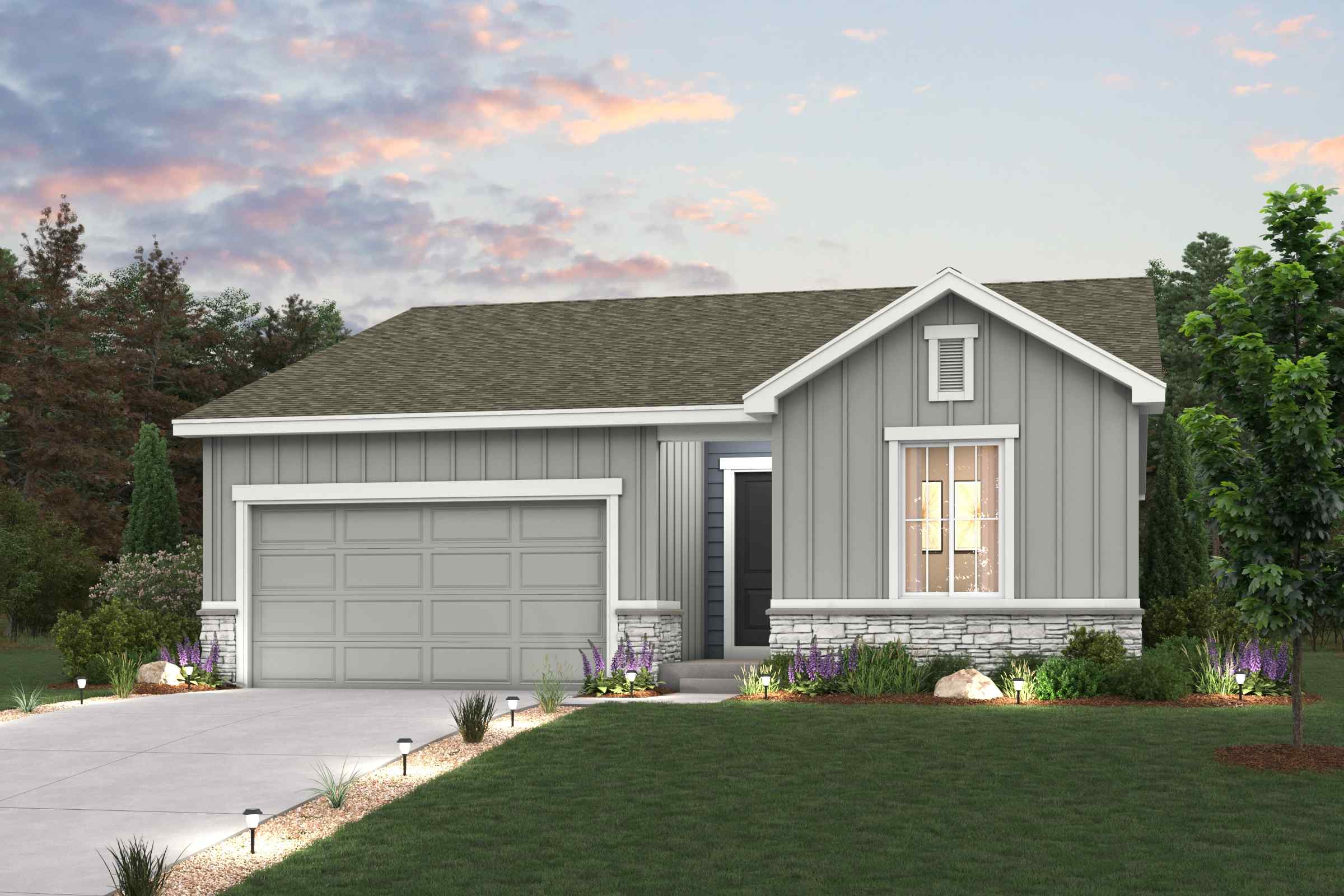 A house with a garage.