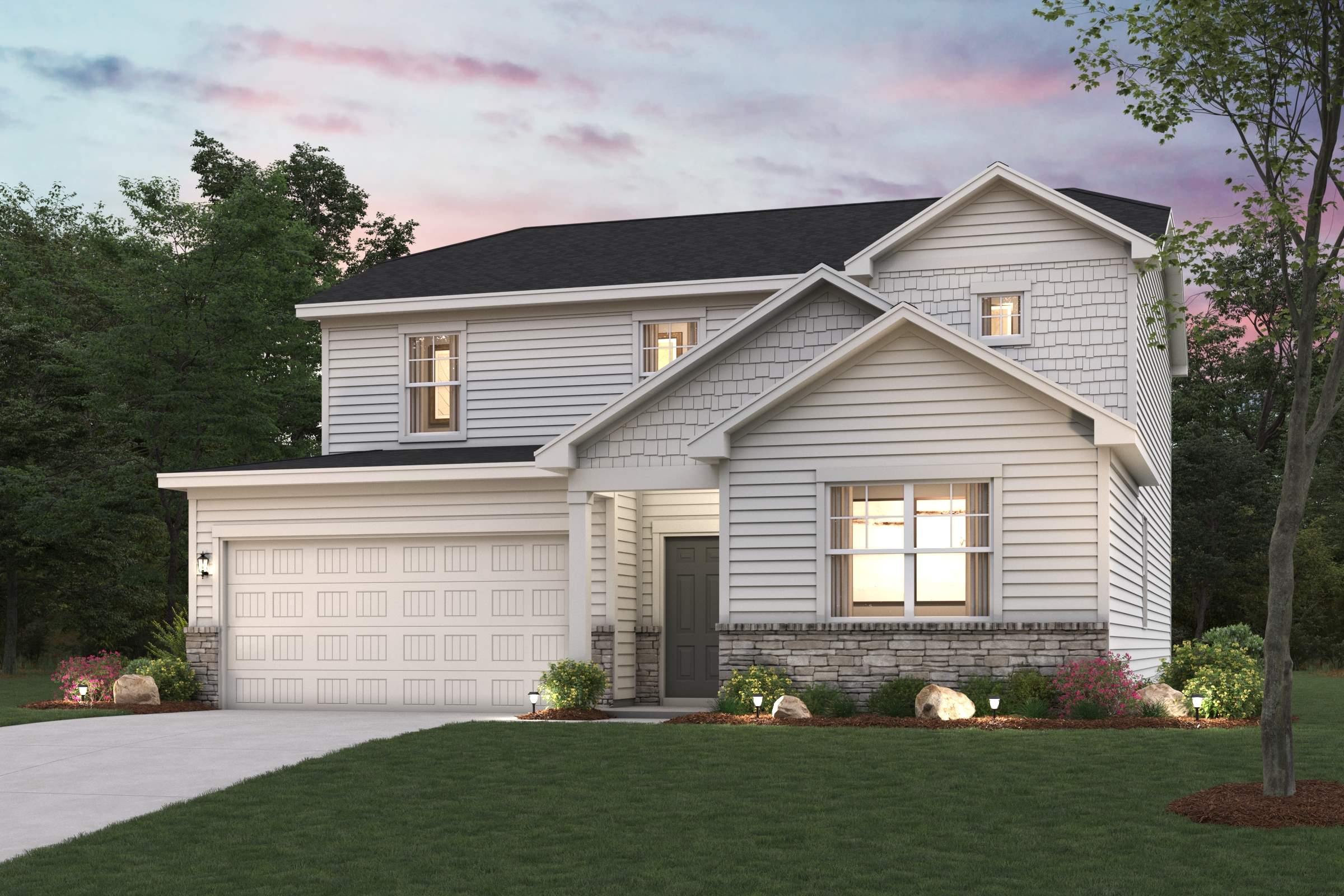 A house with a garage.