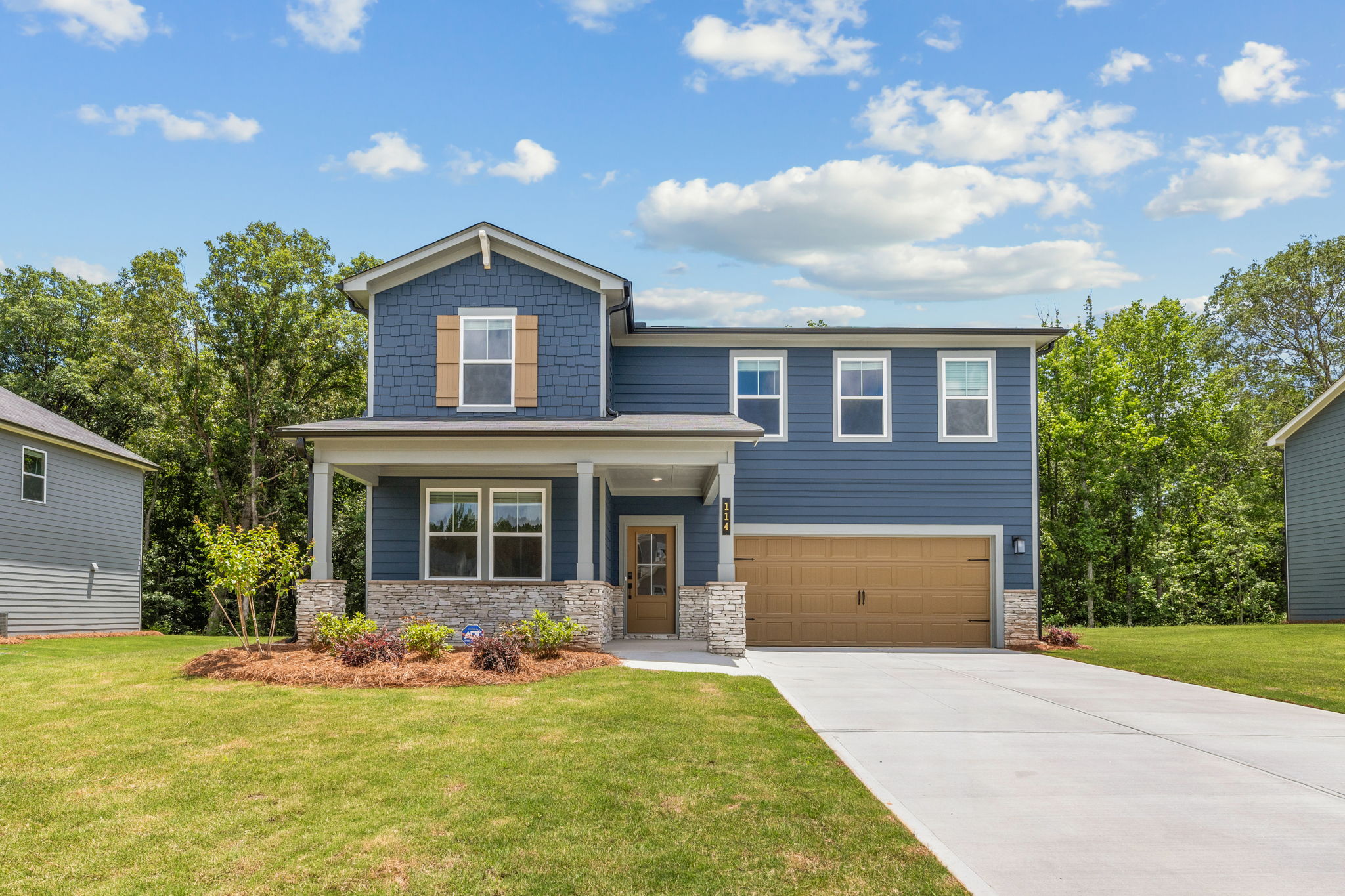 A house with a driveway.