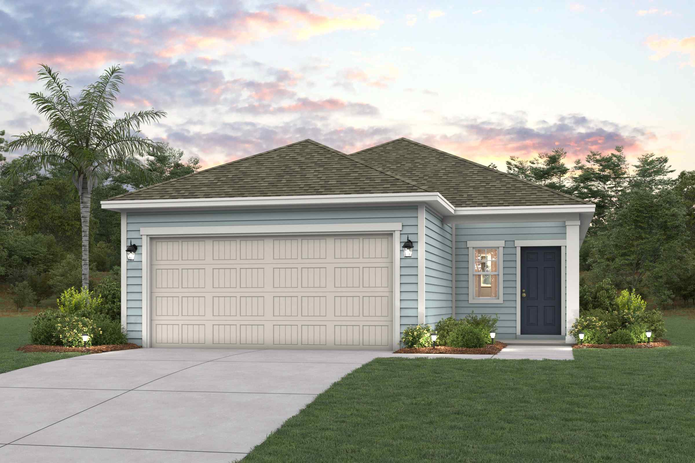 A house with a garage.