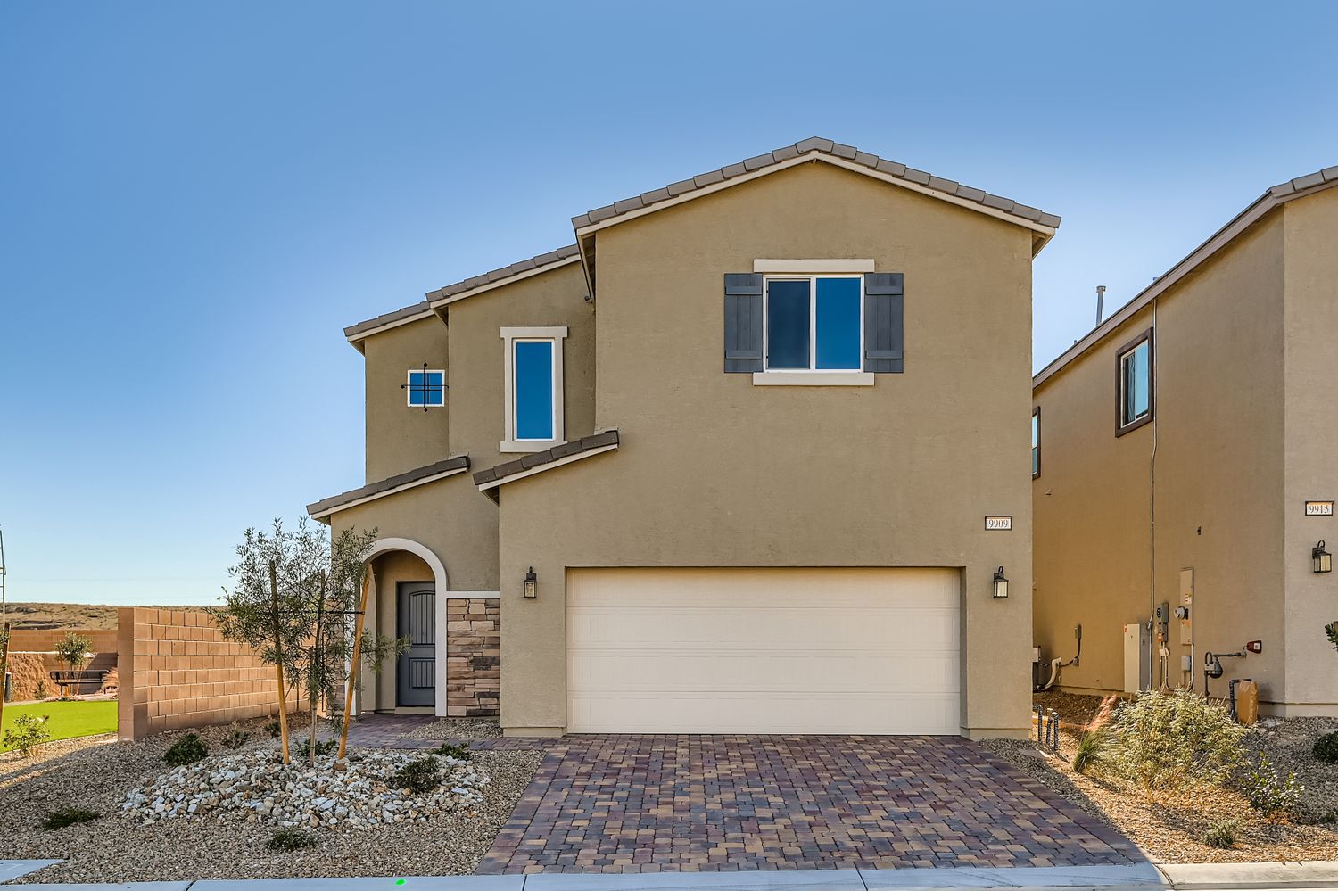 A house with a garage.