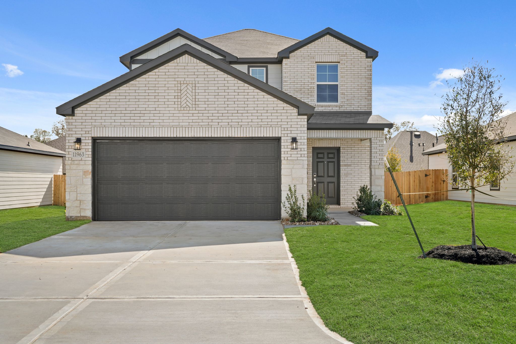 A house with a garage.