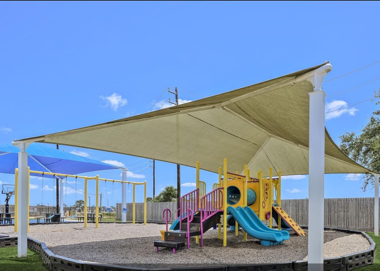 A playground with a slide.