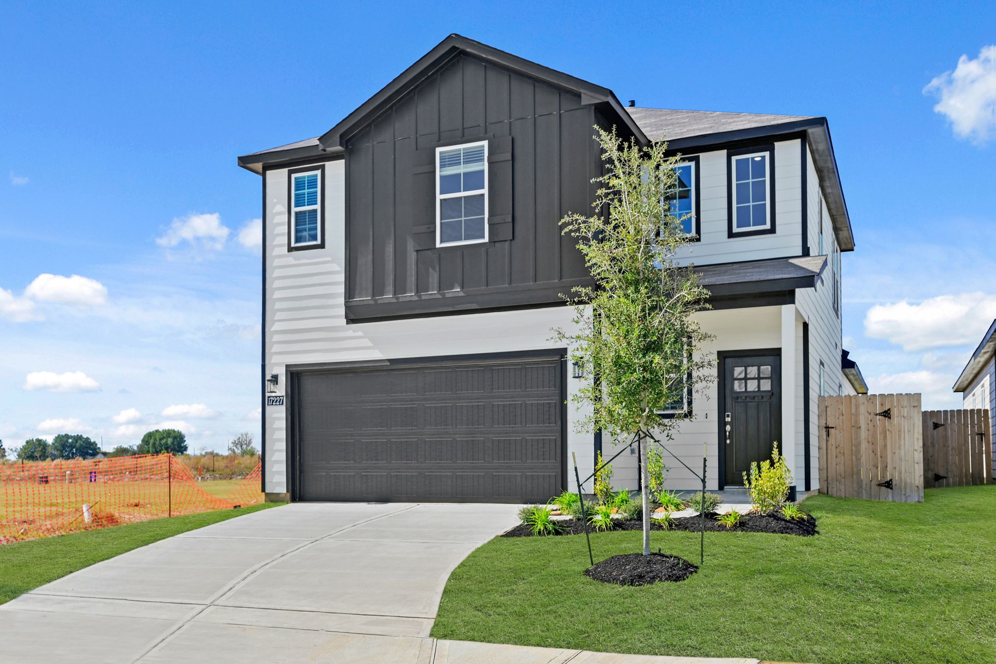 A house with a driveway.
