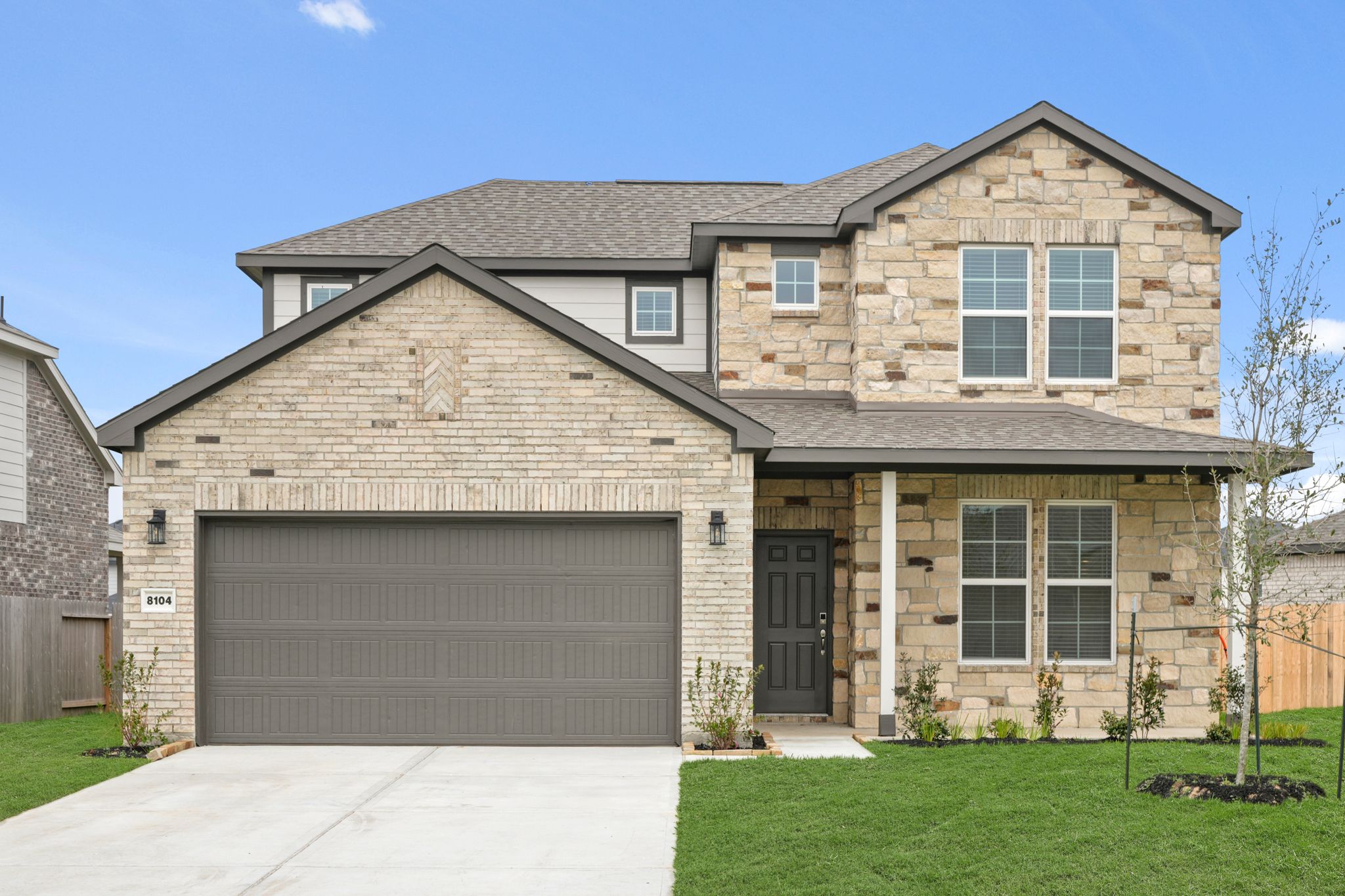 A house with a garage.