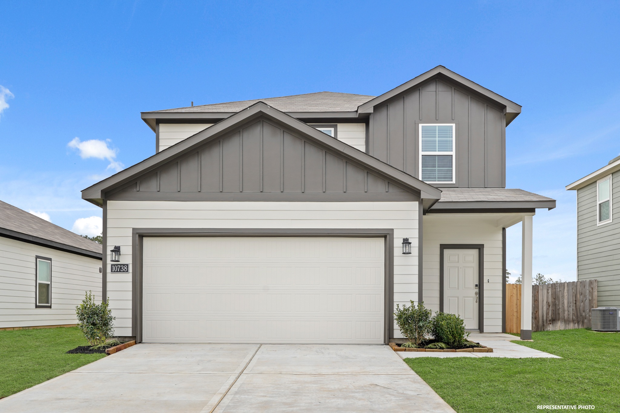 A house with a garage.