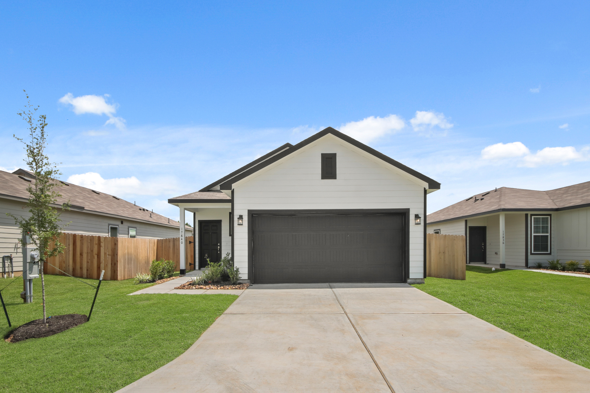 A house with a garage.