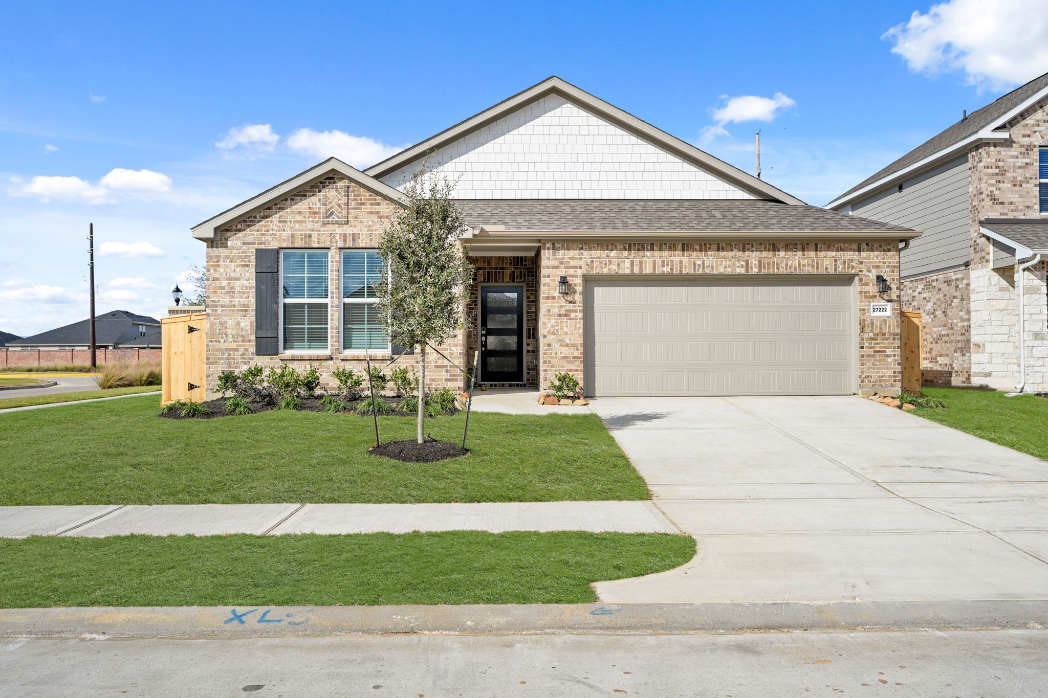 A house with a garage.