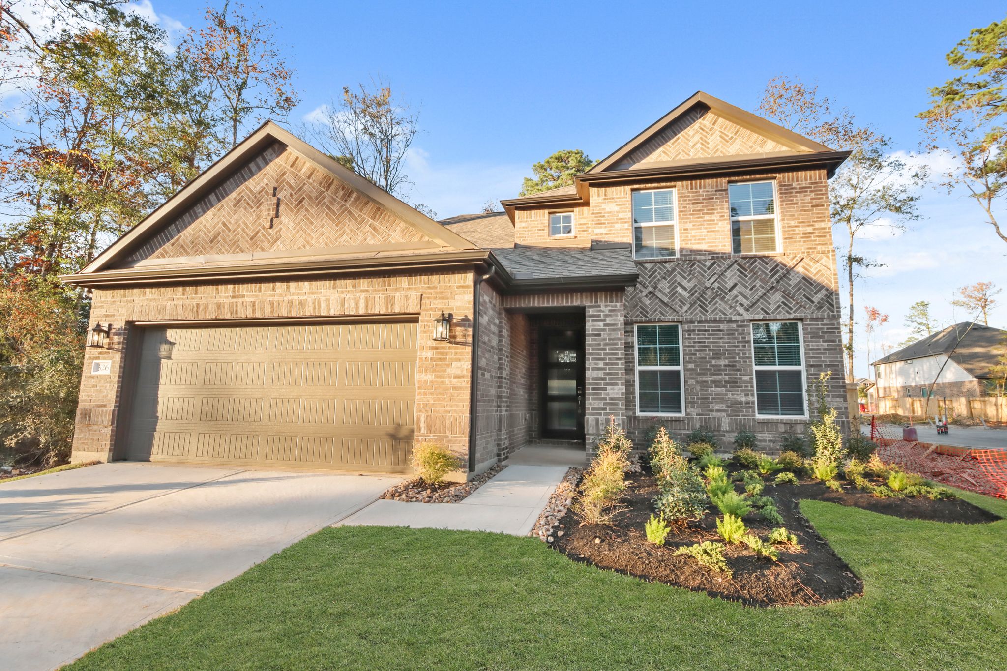 A house with a garage.