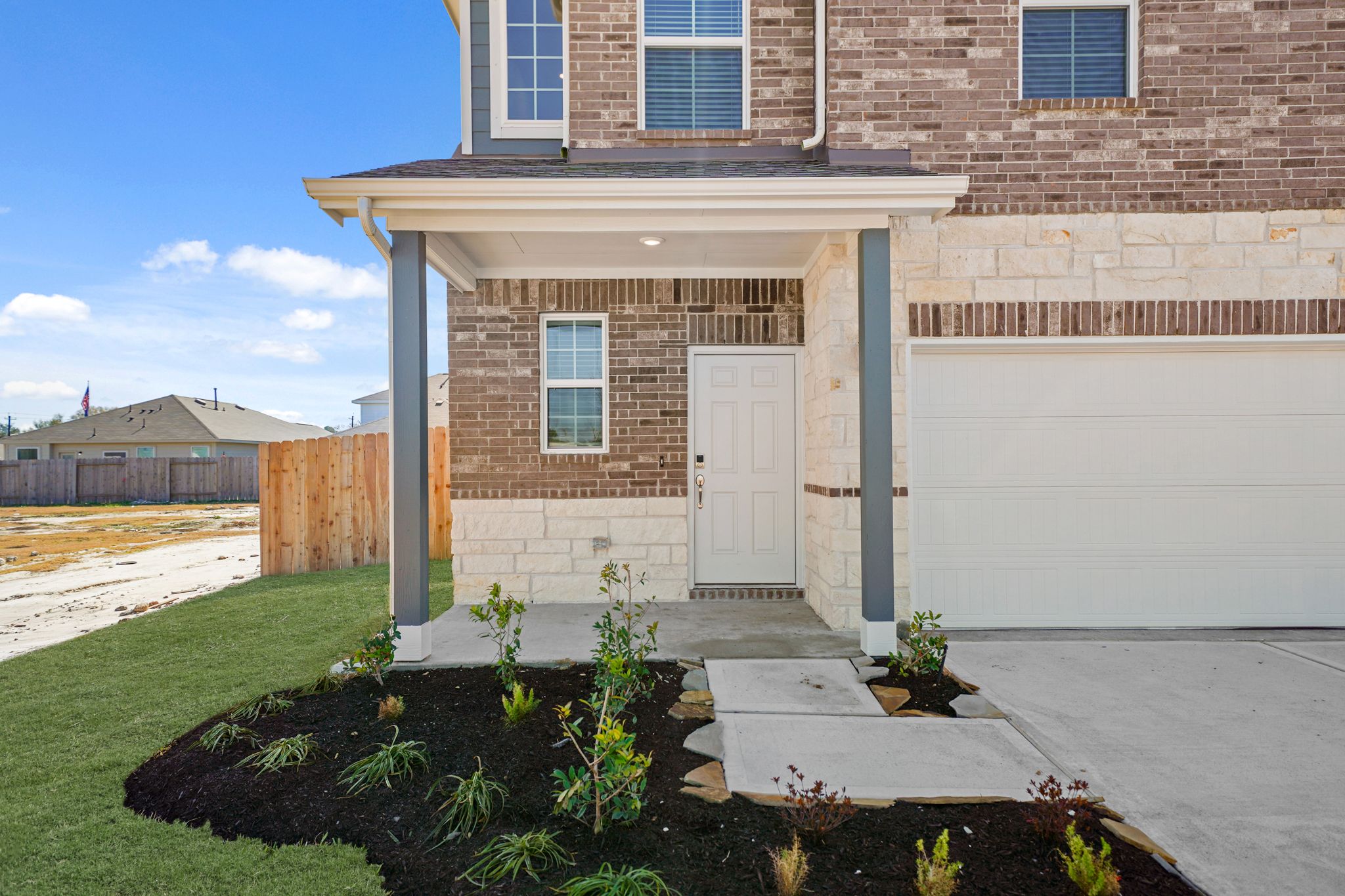 A house with a garage.