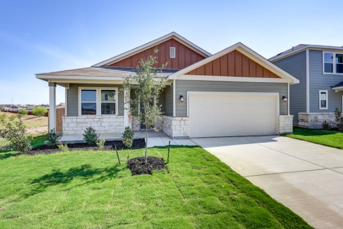 A house with a garage.