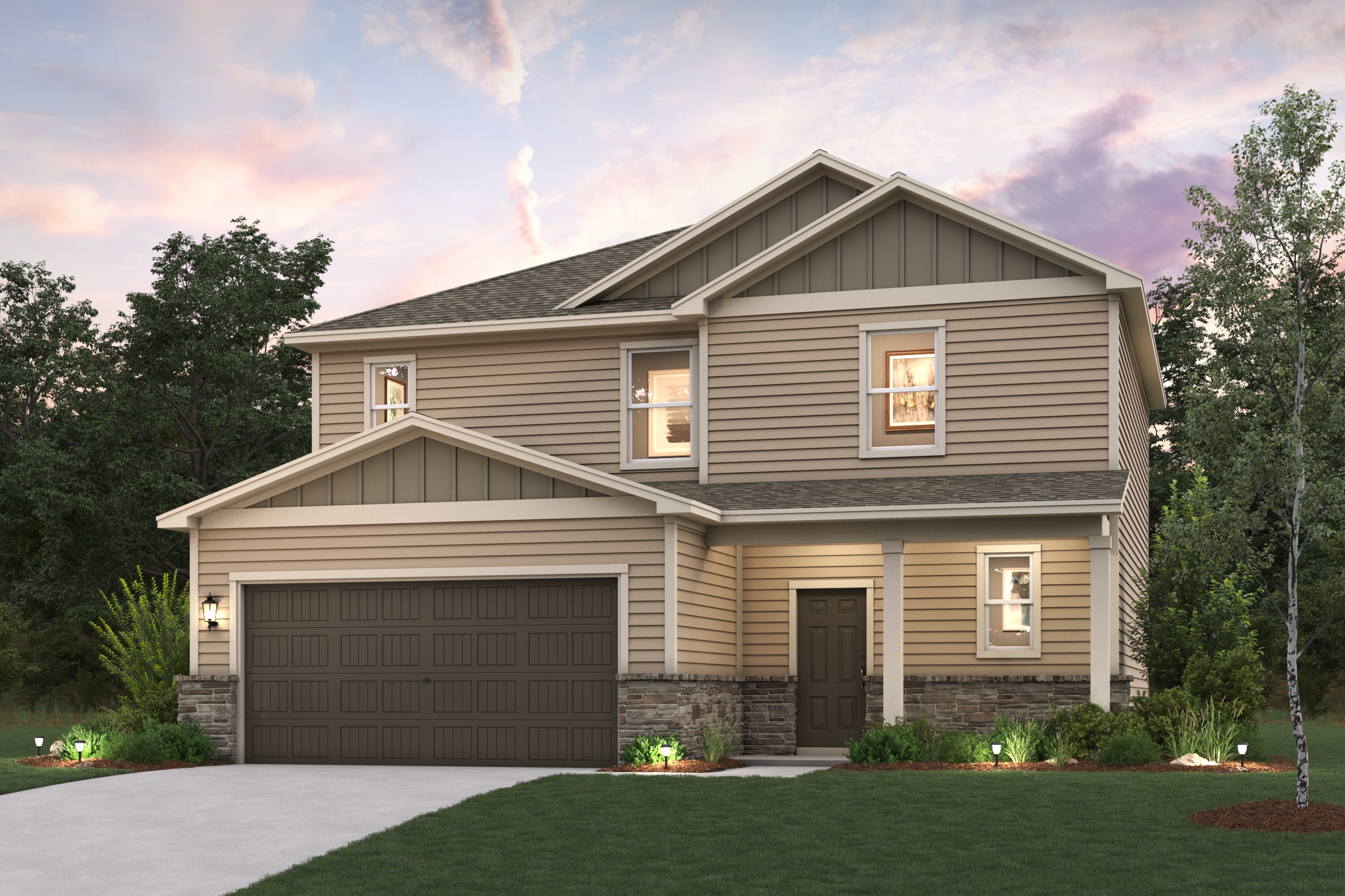 A house with a garage.