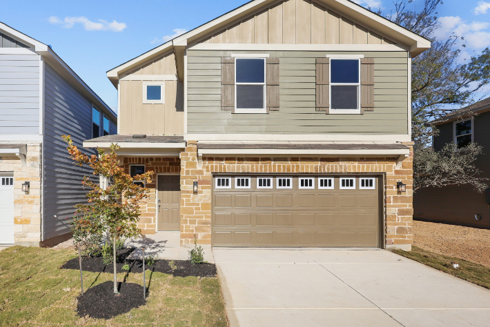 A house with a garage.