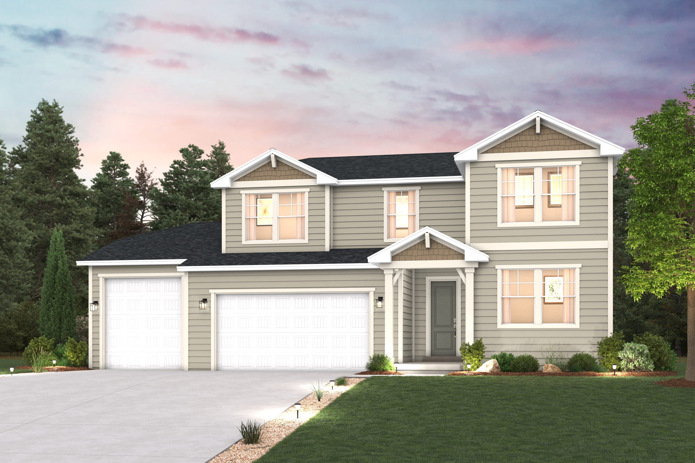 A house with a driveway.