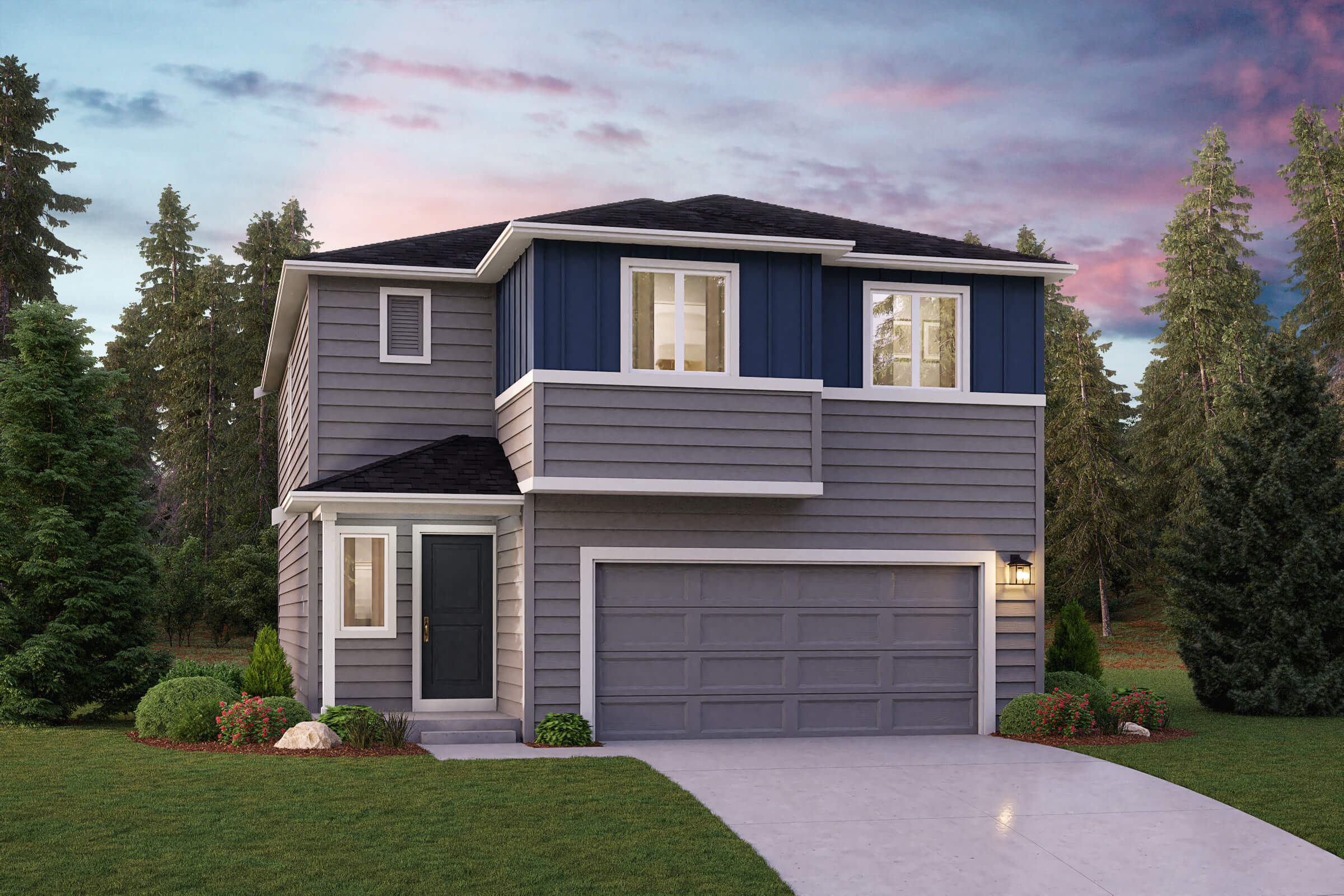 A house with a garage.