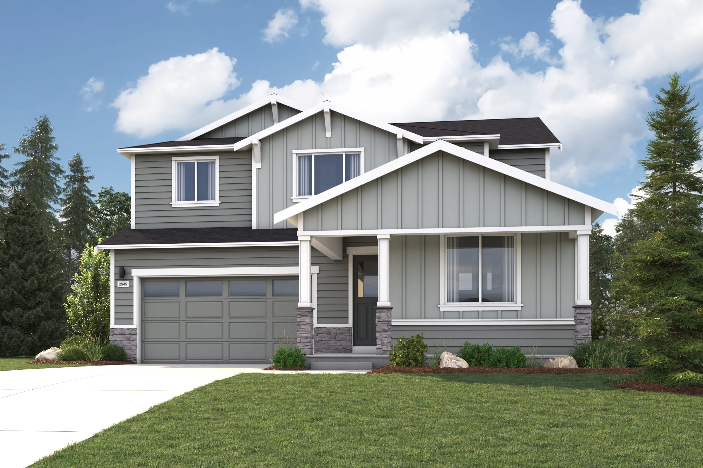 A house with a garage.