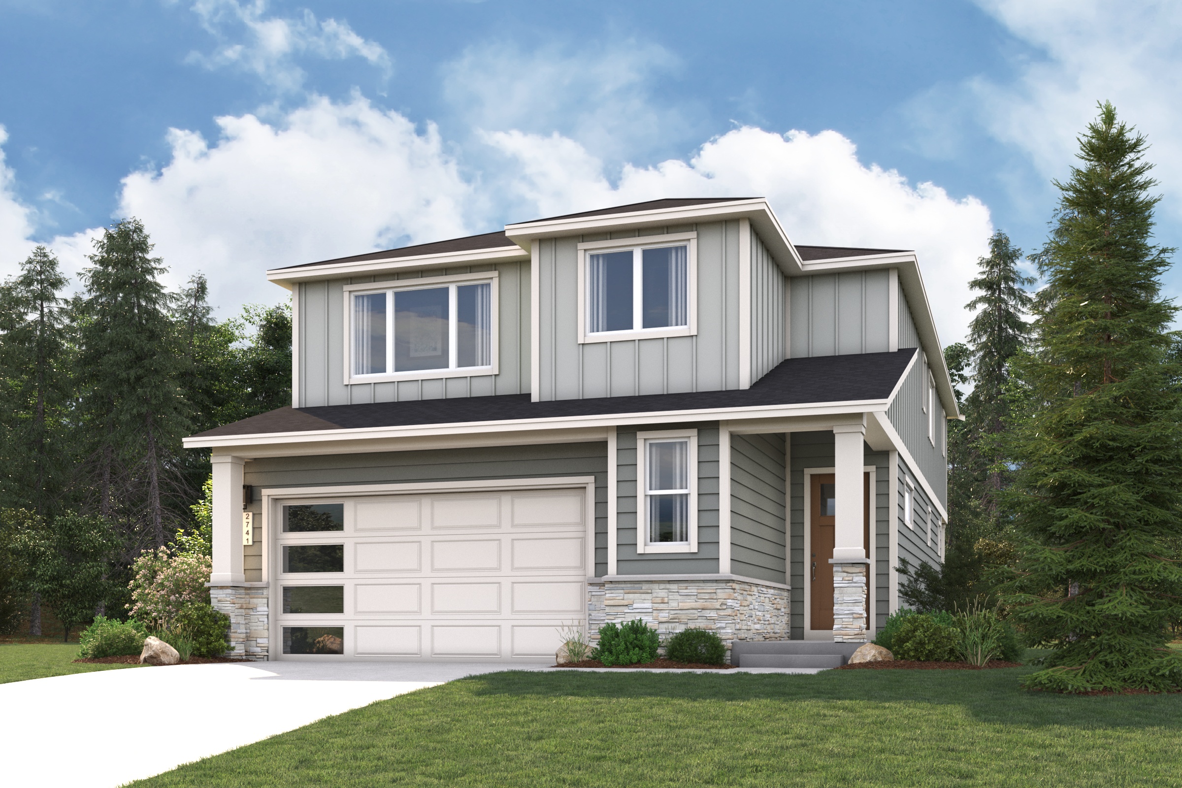 A house with a garage.