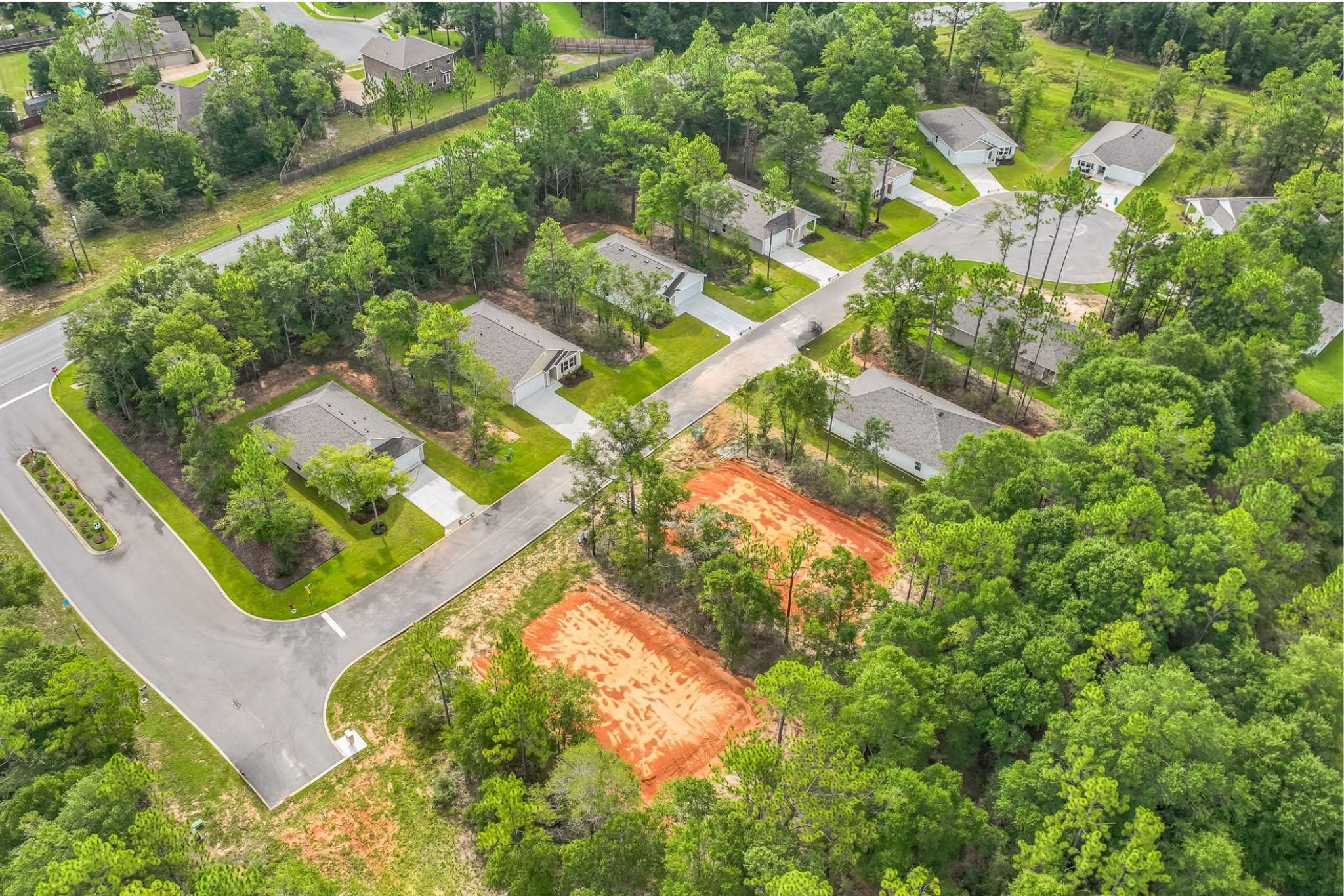 Aerial view of a small town.